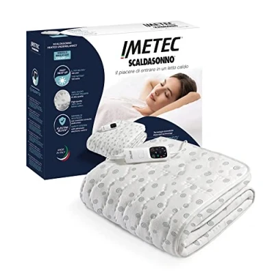Abbildung von Imetec Scaldasonno Adapto, Wärmeunterbett für franz. Bett, 150x120 cm, geringer Verbrauch, patent. Technologie, schnelle Erwärmung, person. Temp., 100 % Baumwolle, Made in Italy, Steuerung mit 6 Temp