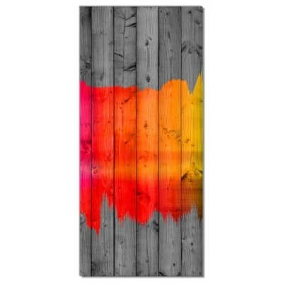 Abbildung von Wallario Selbstklebende Türtapete Holzpaneel Bemaltes buntes Holz Türposter 93 x 205 cm Abwischbar, rückstandsfrei zu entfernen