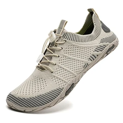 Abbildung von IceUnicorn Strandschuhe Badeschuhe Damen Herren Schwimmschuhe Aquaschuhe Sommer Schnell Trocknend Surfschuhe(Beige,48EU)
