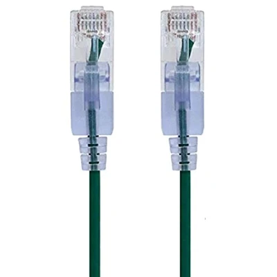 Abbildung von Monoprice Cat6A Ethernet Patchkabel 3 m Grün (10 Stück) snagless RJ45 550 MHz UTP reiner blanker Kupferdraht 10G 30AWG SlimRun Serie