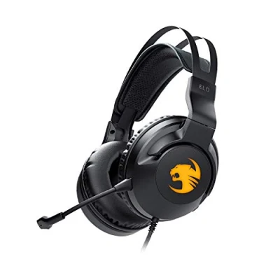 Abbildung von ROCCAT Elo 7.1 USB PC Gaming Headset, Surround Sound mit AIMO RGB Beleuchtung, kabelgebundene Computer Kopfhörer, abnehmbares Mikrofon Geräuschunterdrückung, leicht, 50 mm Treiber, schwarz
