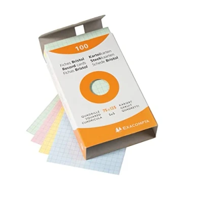 Abbildung von Exacompta 13271E Karteikarten (205q/qm Karton, holzfrei, 75 x 125 mm, kariert, ungelocht) 100er Pack