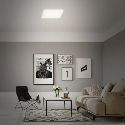 Abbildung von BRILONER LED Deckenlampe flach Smart Home, funktioniert mit Alexa, buntes RGB+W Licht, Lampe, Deckenleuchte, Wohnzimmerlampe, Panel, Schlafzimmerlampe, Weiß, Quadratisch 42 x 42cm