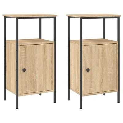 Abbildung von vidaXL Nachttisch Nachttische 2 Stk. Sonoma Eiche 41x31x80 cm Holzwerkstoff (2 St)