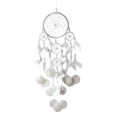 Abbildung von Saraswati Handgerfertigter Traumfänger Dreamcatcher Triple Shell Nylon mit Muscheln und Perlen 16x60cm