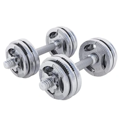 Abbildung von GORILLA SPORTS Kurzhantel 2er Set, Kurzhantelset 30kg, Gusseisen Gripper Gewichte Schwarz/Silber, Scheiben Ø 30mm, mit 2 Kurzhantelstange, 4 Sternverschlüsse, Gerändelt