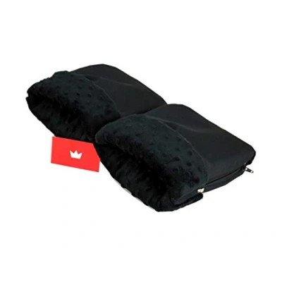 Abbildung von BabyLux Handmuff für Kinderwagen Buggy MUFF Reißverschluss Handwärmer Handschuhe (MR6 Schwarz + Minky Schwarz)