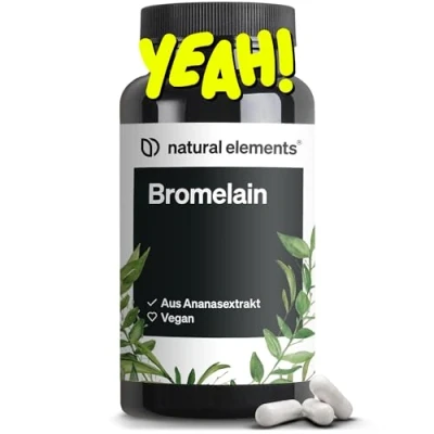 Abbildung von Bromelain 400 mg (2000 F.I.P) 90 magensaftresistente Kapseln Natürlicher Ananas Extrakt Laborgeprüft, hochdosiert und in Deutschland produziert St