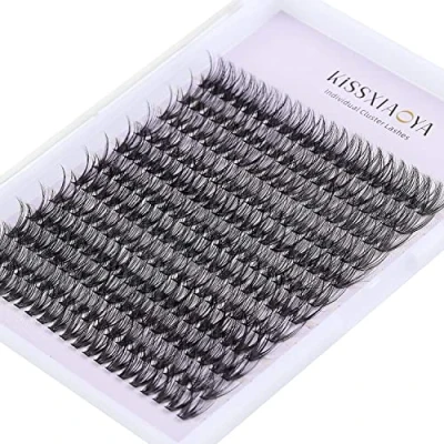Abbildung von Cluster Eyelashes Extensions 40D 0.07 D Curl DIY Individual Eyelash Extension at Home… (15mm, 240Pcs 40 Curl)