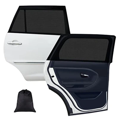 Abbildung von Sonnenschutz Auto Baby mit UV Schutz,Universal Sonnenblende Kinder Seitenscheibe,Autoscheiben innen Hochelastisches Eisseide Material(2 Stück)