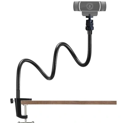 Abbildung von Tencro Einstellbare Schwanenhals Desktop Webcam Ständer Halter Kamera Tischklemme Halterung für Logitech Brio 4 Karat, C925e, C922x, C922, C930e, C930, C920, C615 und Mehr (1/4 &quot;Gewinde)