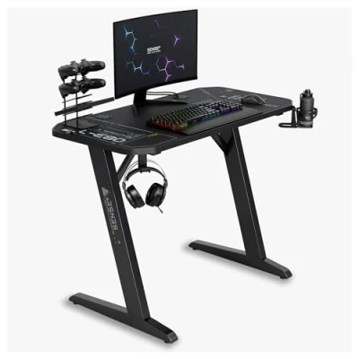 Abbildung von SENSE7 Schreibtisch Nomad Cybernetic, Gaming Tisch 120x60, PC mit Kopfhörerhaken, Getränkehalter, Controller Halter, Computertisch Kohlefaseroberfläche, Ergonomischer Desk