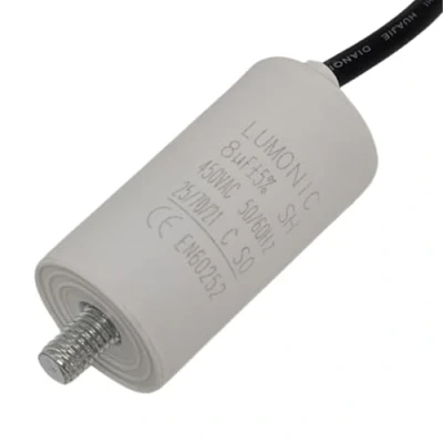 Abbildung von Lumonic Anlaufkondensator mit Kabel 25cm I 8µF 450V 30x60mm 8uF Motorkondensator Kunststoffgehäuse Betriebskondensator für Pumpen, Rasen