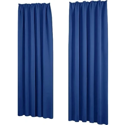 Abbildung von Deconovo Vorhang Blickdicht Gardinen Lärmschutz mit Kräuselband Thermo gegen Kälte, 200x140 cm(HöhexBreite), Königsblau, 2er Set