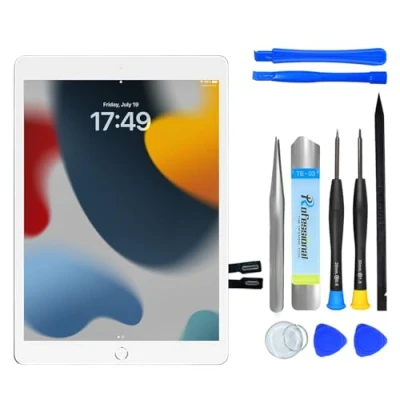 Abbildung von NB+ Touchscreen Digitizer für iPad 9 Display 10,2 Zoll, 2021(A2602 A2603 A2604 A2605) Generation,mit Werkzeug Set, mit Vorab klebender(Weiß)