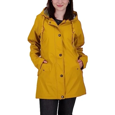 Abbildung von Damen Friesennerz Regenmantel Regenjacke mit Kapuze Gefüttert Wasserdicht Wetterfest Windbreaker Übergangsjacke #ankerglutheaven