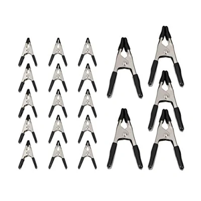 Abbildung von Amazon Basics 20 Stück, Stahl Federklemmen,15 Stück 1.91 cm, 5 2.54 Schwarz/Silber