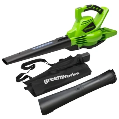Abbildung von Greenworks GD40BV Akku Laubsauger / Laubbläser mit bürstenlosem Motor, 280 km/h, 9,63 m3/min, 45L Fangsack OHNE 40V &amp; Ladegerät, 3 Jahre Garantie
