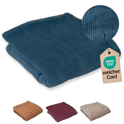Abbildung von ULLENBOOM Krabbeldecke für Baby 120x120 cm, 100% OEKO TEX Materialien, Made in EU, Dick &amp; weich gepolstert, Cord Petrol ideal als Babydecke, Laufgittereinlage Spieldecke