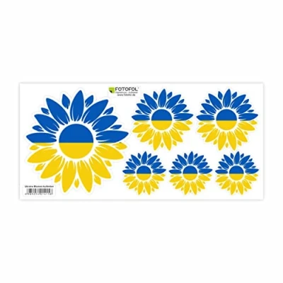 Abbildung von FOTOFOL Ukraine Aufkleber Set Fahne Flagge Karte Blumen Friedenstaube Ukraine, für Auto, Fahrzeuge, Roller, Moped, Motorrad Helm, Fahrrad, Laptop, Smartphone (Blumen)