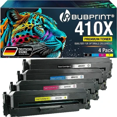 Abbildung von Bubprint 410A Toner kompatibel als Ersatz für HP 410X Color Laserjet Pro MFP M477fdw M377dw M477fdn M477fnw m452dn M452nw m452dw m452 M477 M377 CF410X CF411X CF412X CF413X Multipack