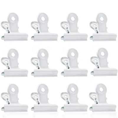 Abbildung von Bulldogge Büroklammern,50 Stück Briefklemmer Metall, 22mm Bulldog Clips, Multi function Klammern Binder Clips für Fotos, Office and Kitchen (Weiß)