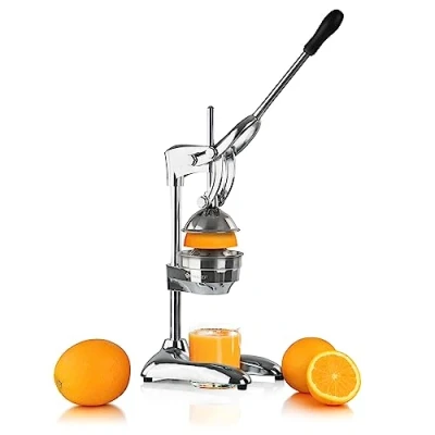 Abbildung von Mahlzeit Edelstahl Saftpresse manuell Hebel Zitruspresse Handpresse, Fruchtsaftpresse, Orangenpresse, Zitronenpresse für mehr Saft Entsafter Orangen, Zitronen, Limetten (Silber)