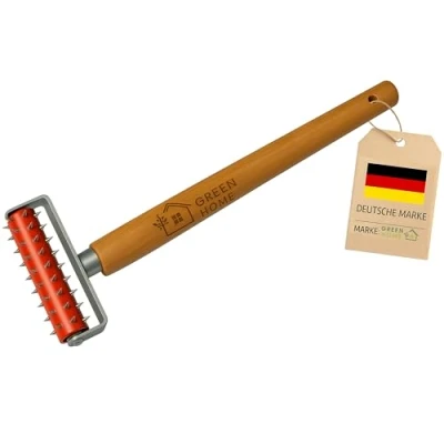 Abbildung von Green Home Stachelwalze Tapeten 150 x 500 mm, Nagelroller, Igelwalze, Tapetenigel zum Perforieren von Tapezierwerkzeug Nagelwalze Igelroller Tapezieren Stachelroller mit Holzgriff