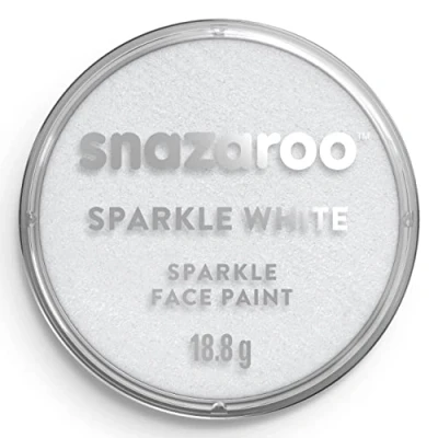 Abbildung von Snazaroo 1118001 Schminkfarbe Schimmernd Weiß, 18ml Topf hautfreundliche Gesichtschminke auf Wasserbasis, wasservermalbar, parabenfrei, Face &amp; Bodypaint Farbe für Kinder Erwachsene