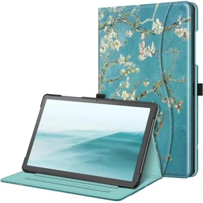 Abbildung von Fintie Schutzhülle für Samsung Galaxy Tab A9 Plus/A9+ 5G 11 Zoll 2023 Modell (SM X210/X216/X218), Multi Angle Viewing Smart Stand Back Cover mit Tasche Auto Wake/Sleep, Blossom