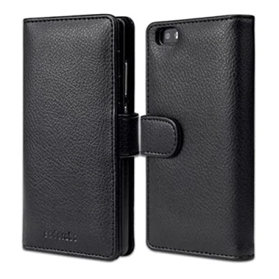 Abbildung von Cadorabo Hülle kompatibel mit Huawei P8 LITE 2015 aus Premium Kunst Leder Flip Klappbare Stoßfeste Magnetische [Standfunktion] [Kartenfächern] Cover für Tasche in Schwarz