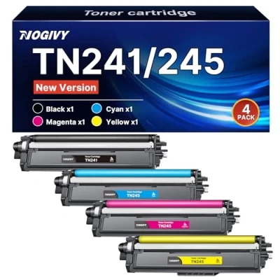 Abbildung von NOGIVY TN241/245 Toner Kompatibel für Brother TN241 TN245 TN 241 DCP 9022CDW MFC 9332CDW 9142CDN HL 3152CDW 3142CDW (Schwarz Cyan Gelb Magenta, 4er Pack)
