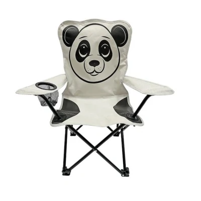 Abbildung von Mojawo Klappstuhl Kinder Anglersessel Hellgrau mit Getränkehalter und Tasche Motiv Panda