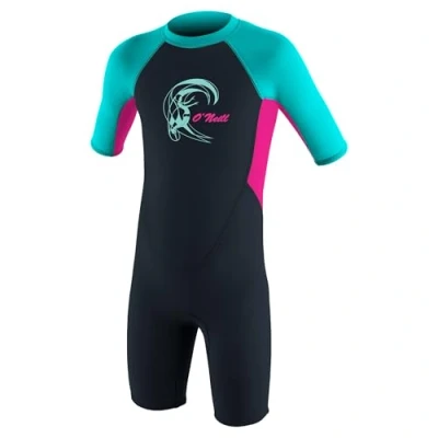 Abbildung von O&#039;Neill Kleinkind Neoprenanzug Toddler Reactor 2 2mm Back Zip S/S Spring Girls, Farbe:Slate/Berry/Light Aqua, Groesse:2
