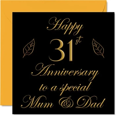 Abbildung von Stuff4 Glückwunschkarte zum 31. Jahrestag für Papa, Eltern besondere Mama &amp; Papa Happy 31 Hochzeitstag von Sohn und Tochter Familie, 145 mm x Grußkarten Jubiläen