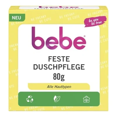 Abbildung von bebe Belebende feste Duschpflege (80 g), seifenfreies &amp; festes Duschgel für alle Hauttypen, Dusche mit Bio Verbena Zitrone