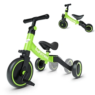 Abbildung von besrey 5 in 1 Laufräder Laufrad Kinderdreirad Dreirad Lauffahrrad Lauflernhilfe für Kinder ab Jahre bis 4 Jahren Grün