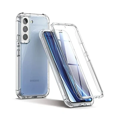Abbildung von SURITCH für Samsung S22 Hülle Schutzhülle 360Stoßfest Transparent Front Und Rückenschutz Handyhülle TPU Bumper Eingebautem Displayschutz Galaxy