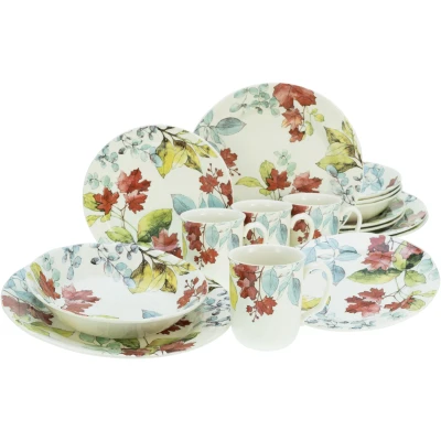 Abbildung von CreaTable Kombiservice &quot;Geschirr Set Maple&quot;, (Set, 16 tlg., Kaffeeservice und Tafelservice im Set, für 4 Personen), Service, romantisches Blattdekor, Teile, Personen
