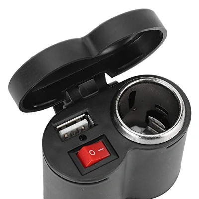 Abbildung von Motorrad Zigarettenanzünder, wasserdichter USB Anschluss Zigarettenanzünder 2 in 1 kleine Ladebuchse für den Außenbereich des Autos