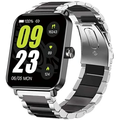 Abbildung von Onetuo Armband Kompatibel mit HUAKUA G50 Smartwatch, Classic Edelstahl Uhrenarmband für Smartwatch (Silber Schwarz)