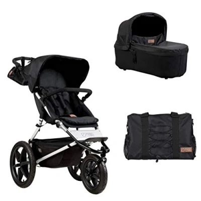 Abbildung von Mountain Buggy Terrain 3 + Carrycot Wickeltasche in onyx, Kinderwagen Babyschale