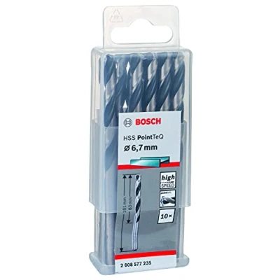 Abbildung von Bosch Professional 10 Stück HSS Spiralbohrer PointTeQ (für Metall, 6,7 x 63 101 mm, Zubehör Bohrschrauber)