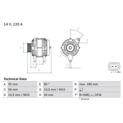 Abbildung von Generator BOSCH 0 986 082 380