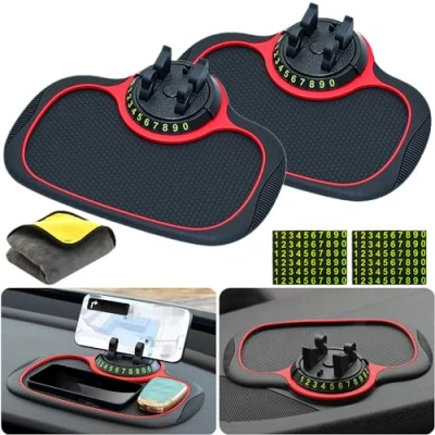 Abbildung von Multifunktionale Auto Antirutschmatte Handyhalter, Armaturenbrett mit Handyhalterung, Universal 360 Grad Drehbar Handy (2 Stück)