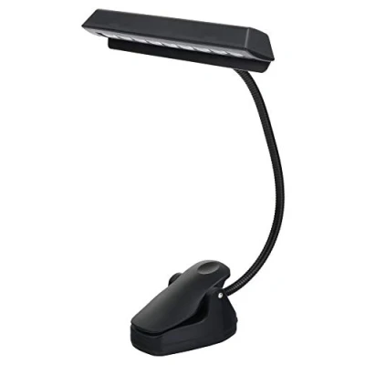 Abbildung von Showlite LED Notenpultleuchte mit 9 LEDs in Reihe (Batterie , Netz oder USB Betrieb, Klemmlampe, Standleuchte, Schwanenhals Lampe, Leuchtdioden) schwarz