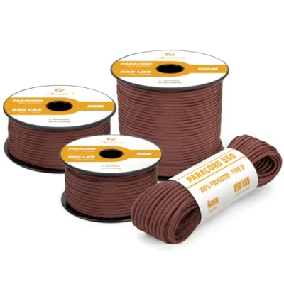 Abbildung von Abma Cord Paracord 4mm 100m Schnur Typ III 550 Seil 7 Kern für Outdoor, Camping, Survival, Basteln, Armband Max. 250kg Schokoladenbraun