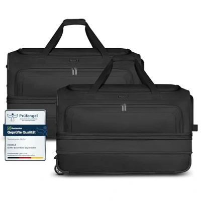 Abbildung von REDOLZ Zwei große L Trolley Reisetaschen mit Rollen 70 cm Volumen von 98 auf 119 Liter Dehnfalte erweiterbar 2 teiliges Set (L+L) für Männer &amp; Frauen extra Bodenfach (Duffle Essentials)