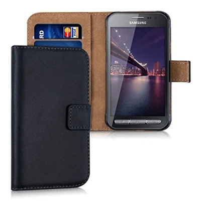 Abbildung von kwmobile Hülle kompatibel mit Samsung Galaxy Xcover 3 Kunstleder Handyhülle Kartenfächern in Schwarz