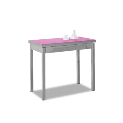 Abbildung von ASTIMESA Buchartig Küchentisch, Metall Glas Holz, Fuchsia, 80x40cm
